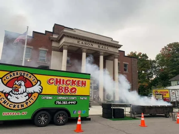 Carrubba's Chicken Pit food trailer set up for a catered event